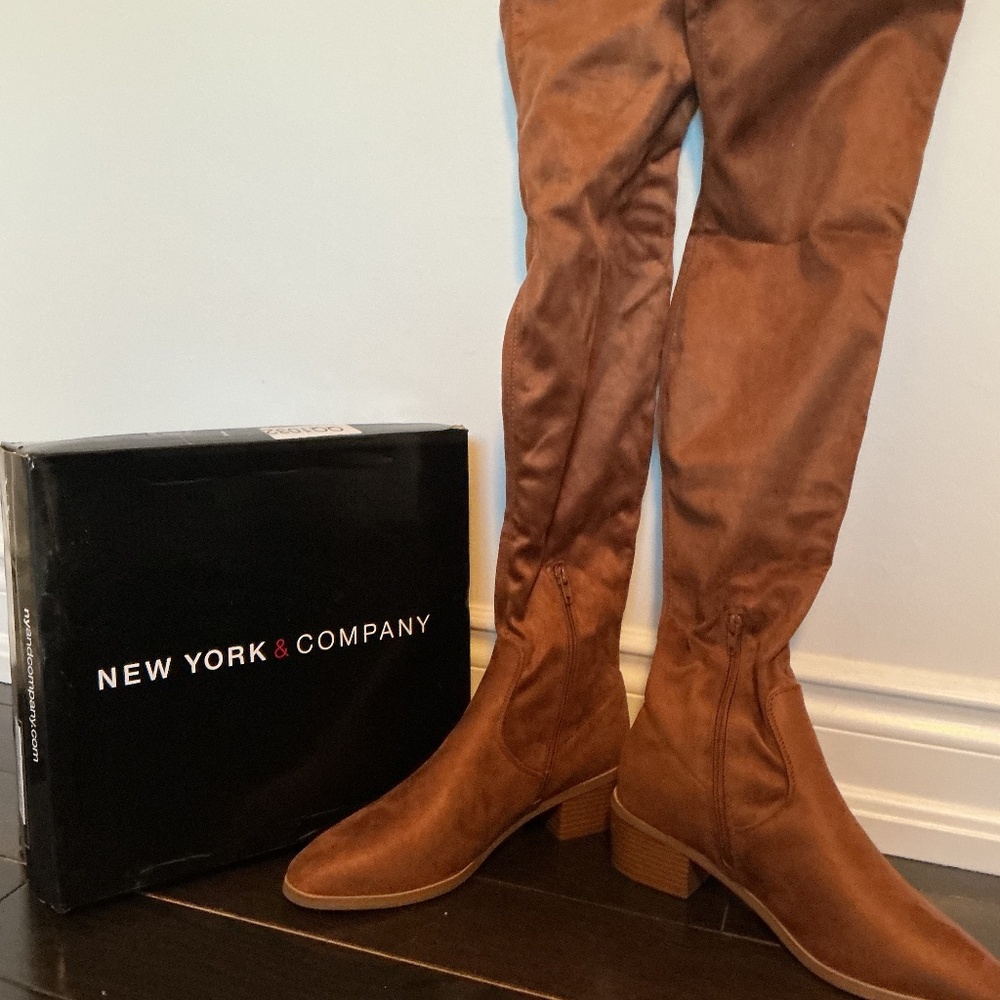 New York & Company Rana Thigh-High Boots size 9 Cognac